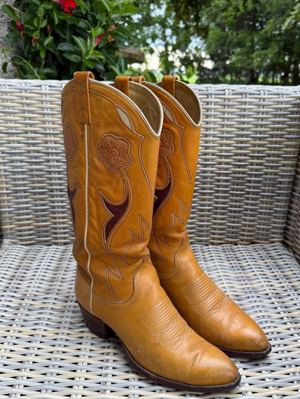 Vintage Ralph Lauren Cowboy Western Boots 7.5 8 Tooled 70s Rodeo Queen - Picture 7 of 16
